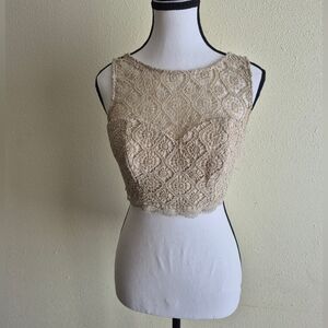 Vintage My Michelle Gold Lace Crop Top Size 7